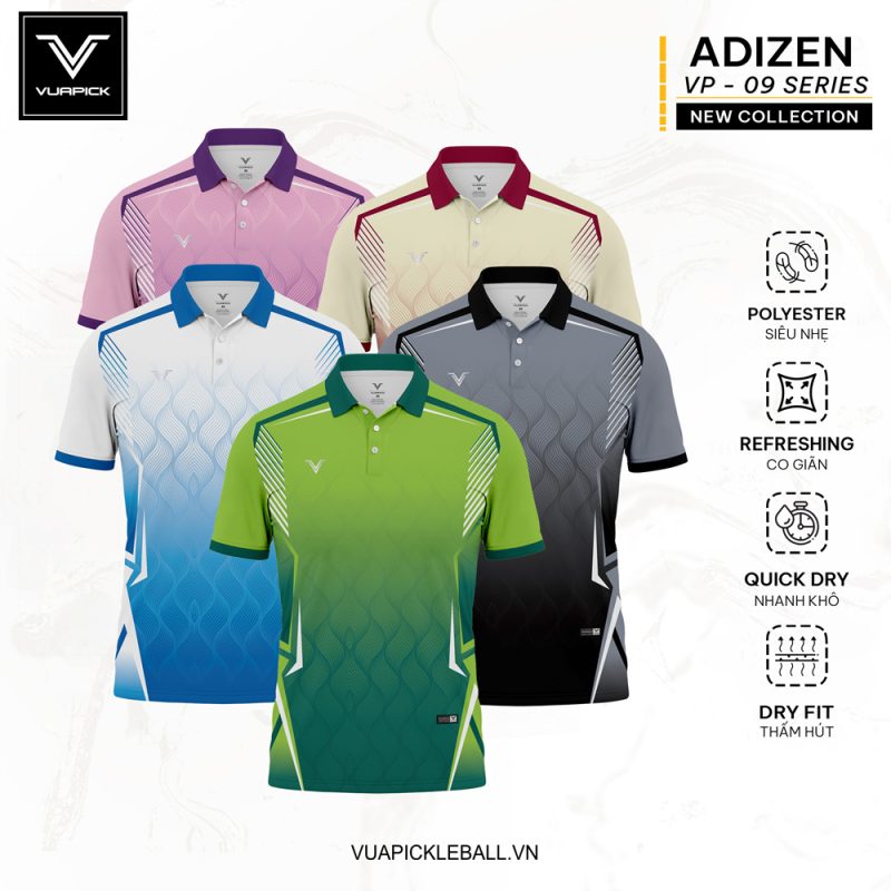Áo Pickleball VUAPICK 09 – Xanh Gradient Năng Động