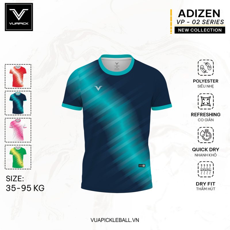 Áo Pickleball ADIZEN VP-02 Series Tím Than - Sang Trọng & Năng Động