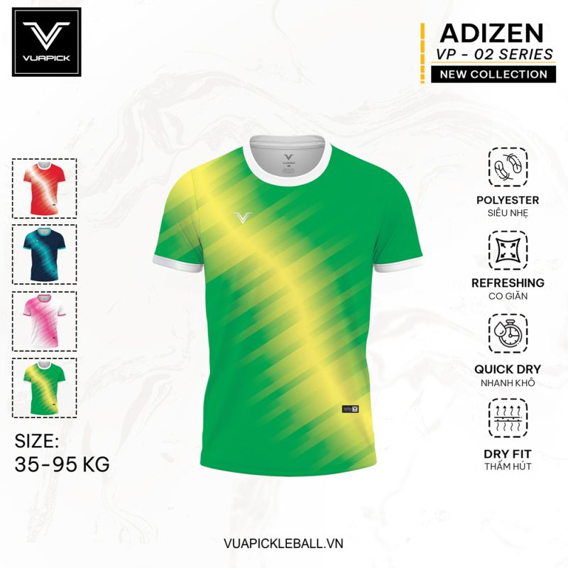 Áo Pickleball ADIZEN VP-02 Xanh Lá – Năng Động, Hiện Đại, Co Giãn Siêu Nhẹ
