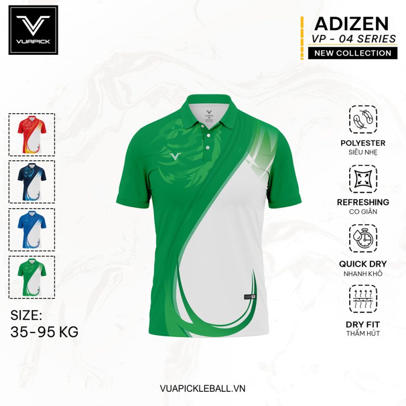 Áo Pickleball VUAPICK-04 Xanh Lá - Thoáng Mát, Năng Động, Chuẩn Phong Cách Thể Thao