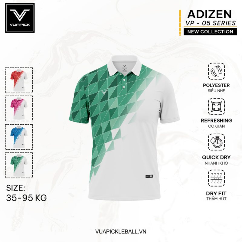 Áo Thể Thao ADIZEN VP-05 Series Xanh Ngọc - Thiết Kế Họa Tiết 3D Năng Động