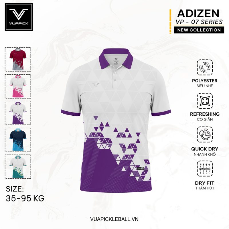 Áo Pickleball ADIZEN VP-07 Series – Tím Năng Động