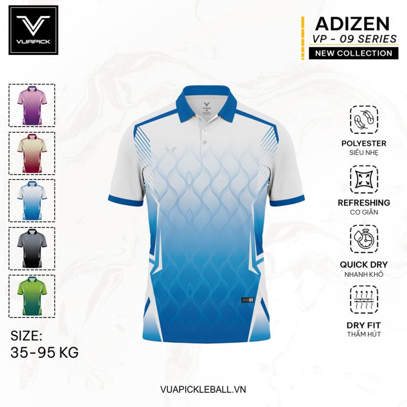 Áo Pickleball ADIZEN VP-09 Series Màu Trắng Chuyển Sắc Hiện Đại